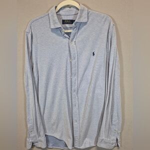 Polo Ralph Lauren Men’s Large Light Blue Textured Button Down Shirt